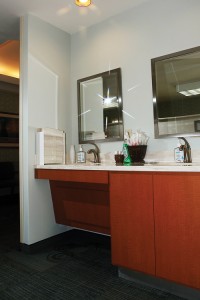 The redesign focused on the best utilization of square footage as possible, as is the case with this brushing station.